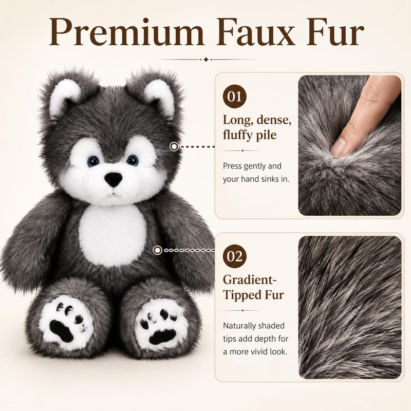 Cudhug Husky Stuffed Animal, Cute Huggable Plush Toy Gift for
