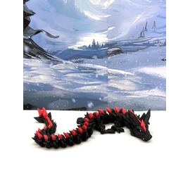 Crystal Dragon, 3D Printed Articulated Black and Red Crystal Dragon, Fidget ADHD Autism Toy, Executive Desk Toy D022-DR