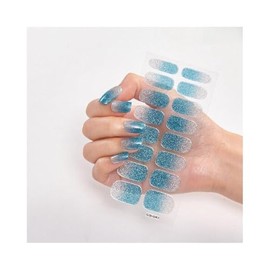 Generic 16Pcs Glitter Gradient Pure Color Full Nail Wraps Nail Polish Sticker Thick Cs047 Nail Wraps Stickers Manicure Supplies for Women Nails Full Long Lasting Easy Apply and Remove