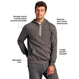 True Classic Mens Hoodies - Fleece Pullover Hoodie, Pack of 1, Carbon, 2XL