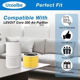Ucoolbe Core 300 H13 True HEPA Pet Care Replacement Filter for LEVOIT Core 300 and Core 300S VortexAir Air Purifier, Core 300-RF-PA (Yellow), 2 Packs