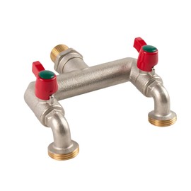 Wzzy Gurden Brass Heavy Duty 2 Way Hose Splitter, 1/2 Inch Inlet and Two 3/4 Inch Outlet Taps Splitter Ball Valve Faucet, Garden Hose Splitter with Individual On/Off Tap Adapter