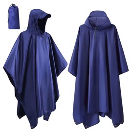 HeiDiga Rain Poncho, Men's, Women's, Raincoat, Poncho, Bicycle, Backpack, Waterproof, Lightweight, Rain Feather, Large Size, Includes Storage Bag, Rain Wear, Multi-functional, 3-Way Pockets, For