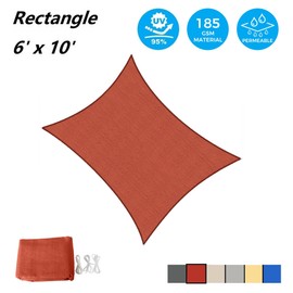 AsterOutdoor AsterOutdoor Sun Shade Sail Rectangle 6' x 10' UV Block Canopy for Patio Backyard Lawn Garden Outdoor Activities, Terra