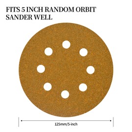 JUNDOO Sanding Discs 320 Grit Sandpaper 5-Inch 8-Hole Hook and Loop Sandpaper Finishing Discs for Automotive and Woodworking 50 Pcs Aluminum Oxide Abrasive