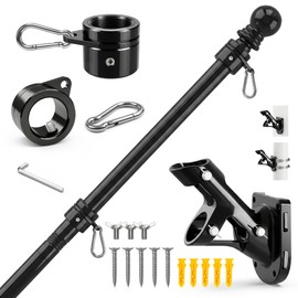 6FT Heavy Duty Flag Pole for Outside House (1 Pack, Black, No Flag)