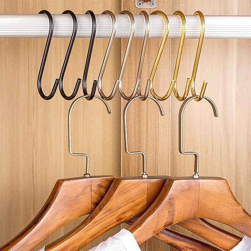10 Pack Gold S Hooks for Hanging, Stainless Steel S