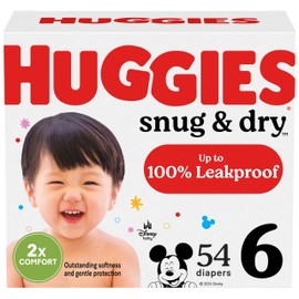 Huggies Size 6 Diapers, Snug & Dry Baby Diapers, Size 6 (35+ lbs), 54 Count, Packaging May Vary
