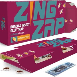 ZingZap Roach Glue Trap, 13 Pack - Non-Toxic, Pesticide-Free, Dual-Slot & Dual-Mounting Design, Built-in Scents, Cantaloupe, Banana & Passion Fruit - Scent: Passion Fruit