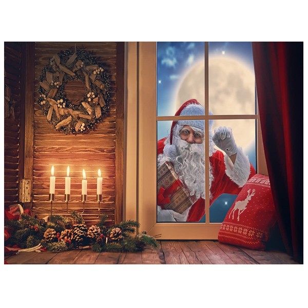 DHXXSC 7X5FT Christmas Party Backdrop Window Santa Claus Photography Studio