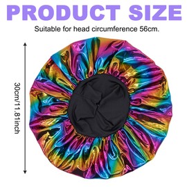 FOSDICK 2 Stück Bonnet Sleep Cap, Satin Haarhaube, Nacht Schlafhaube, 32cm Wasserdichte Duschhaube, Wiederverwendbare Locken Haube, Satinhaube Zum Schlafen, ideal Damen Mädchen (Farbenfroh, Rosa)