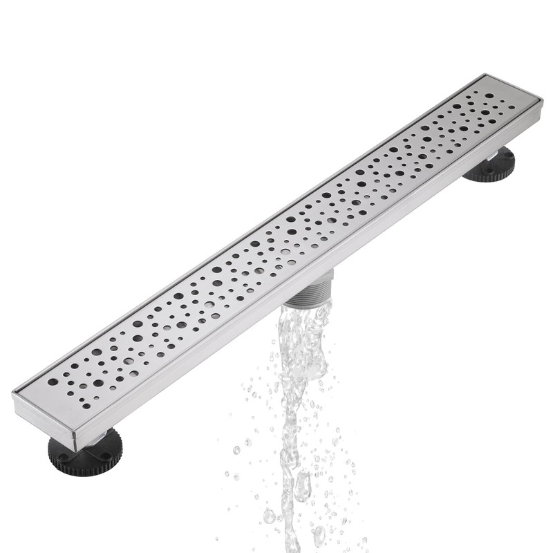 Sharp-tec 32 inch Linear Shower Drain, Brushed Rectangular Floor Drain,