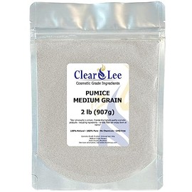 ClearLee Cosmetic Grade Pumice - 100% Pure Natural Grain/Powder - Great For Skin Exfoliation in DIY Soaps, Masks, Scrubs for Face, Body, Foot (2lb, Medium Grain)