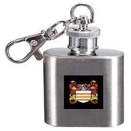Nevill Family Crest Surname Coat of Arms 1oz Hip Flask Kerying Engraved