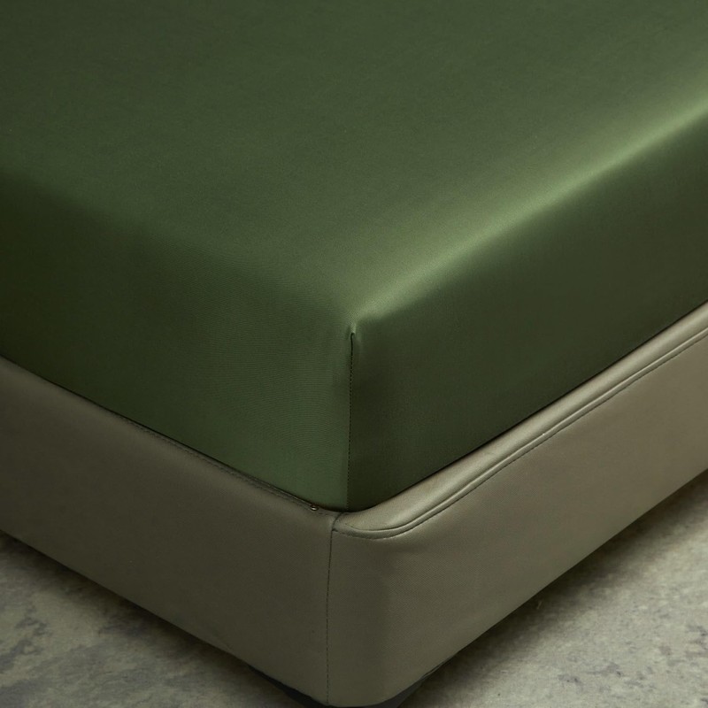 Bamboo Fitted Sheet 200 x 200 cm Green Olive Green