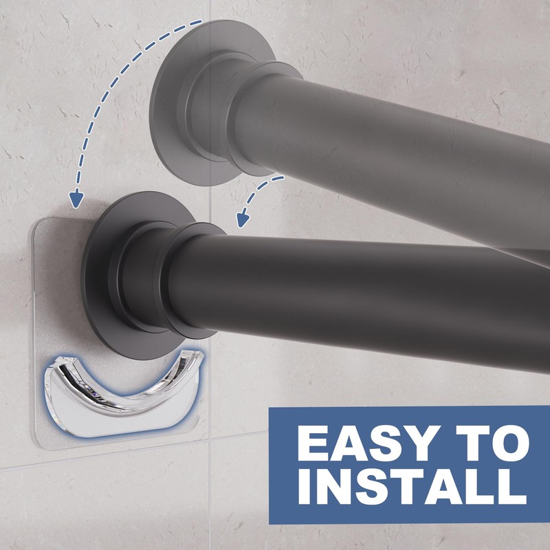 2 Pack Adhesive Curtain Rod Holders, No Drilling Shower Curtain