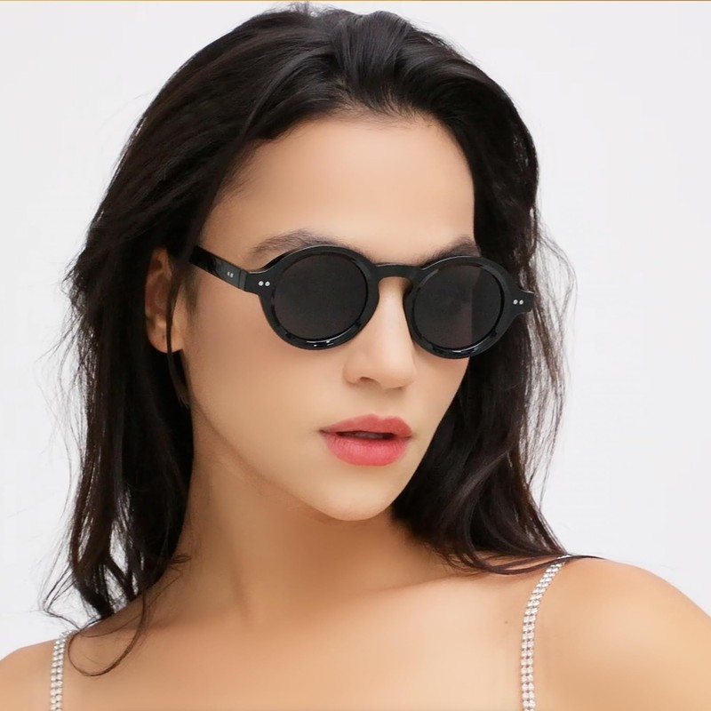 WDZAYXC Round Polarized Sunglasses with Thick Frame for Men and