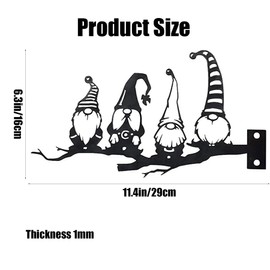 Steel Branch Gnomes Decoration Easter Cute Hollowed Out Steel Garden Gnomes Statue Silhouette Decor Dwarf Tree Branch Ornaments for Home Garden Yard Art Patio Outdoor Decorations