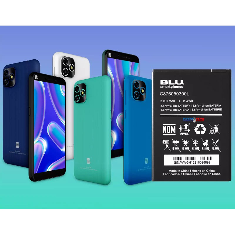 BLU G40 G0730W Original OEM BLU Battery C876050300L 3000mAh 11.40Wh