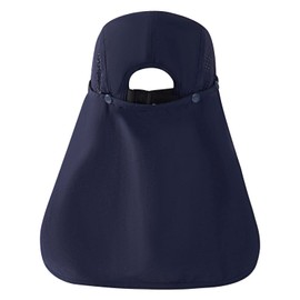 BASSDASH UPF 50+ Foldable Fishing Hat Baseball Cap with Removable Neck Flap Portable for Men Women Golf Hiking, Dark Blue With Unfoldable Brim, One Size