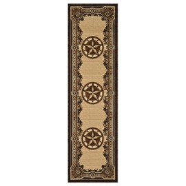 Allstar 2x7 Traditional Runner in Berber with Chocolate Western Texas Star Design (2' x 7')