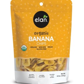 Elan Organic Banana Chips, 4.8 oz, Non-GMO, Vegan, Gluten-Free, Kosher, Sweetene