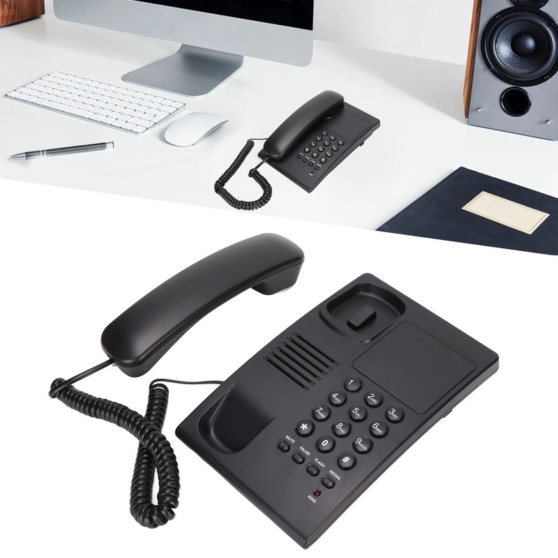 Home Corded Landline LED Indication Bell Mute Hands Free Speed