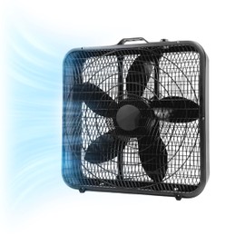 Comfort Zone Box Fan with Carry Handle, 20 inch, 3 Speed Full-Force Air Circulation with Air Conditioner, Floor Fan, Bedroom Fan, Airflow 15.03 ft/sec, Ideal for Home, Bedroom & Office, CZ200ABK