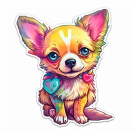 Yoonek Graphics Chihuahua Dog Vinyl Decal Sticker for Car, Laptop, Tumbler, More. #003679