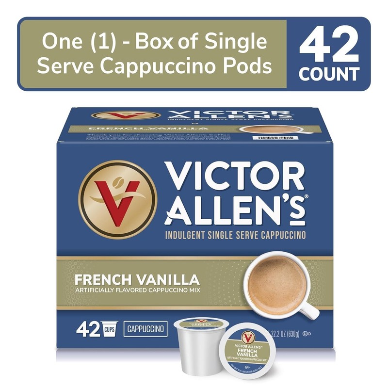 Victor Allen's Coffee French Vanilla Flavored Cappuccino Mix,K-Cup Pods,42 Count