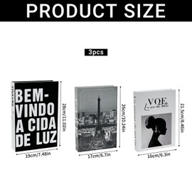 CHENBOOW Decorative Books for Home Decor, Pack of 3 Decorative Books for Home Decor, Book Decoration, Fashion Decorative, Fake Books Display, Book Box, for Home Decor, Bookshelf, Coffee Table Display