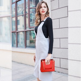 NICOLE & DORIS Crossbody Bags for Women Ladies Small Handbags Fashion Shoulder Bag PU Leather Designer Top-handle Bags Diagonal Bag for Women with Chain Red