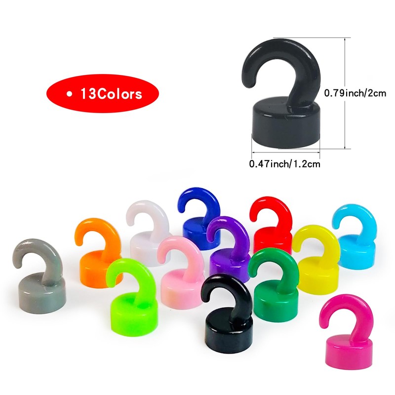 JINGZHAN 12 Pcs Mini Magnetic Hooks Black Small Magnet Cute