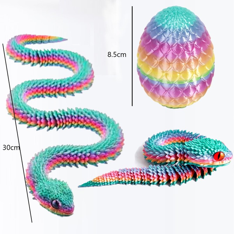 FOLANDO 3D Printed Snake in Egg, Rainbow 3D Snake Eggs