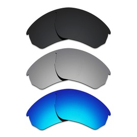 Alphax 3 Pair Polarized Replacement Lenses for Oakley Flak Beta OO9363 - Black+Titanium+Blue