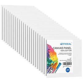 GOTIDEAL Canvases for Painting, 4x4 inch of 24, Professional Primed White Blank Flat Canvas Panels- 100% Cotton Artist Canvas Boards for Acrylics Painting, Oil Watercolor Tempera