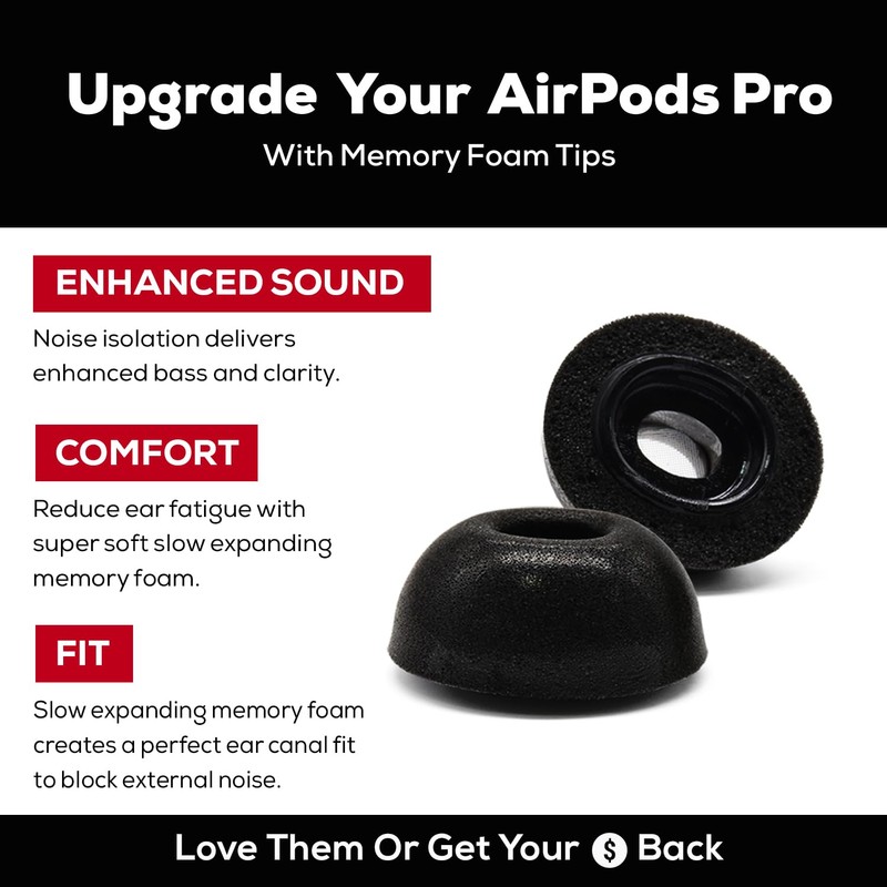 SONICFOAM Memory Foam Earbud Tips - Premium Noise Isolation, Replacement