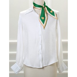 Allegra K Neckerchief Ribbon Scarf, Thin, Polka Dots, Hair Accessory, Bag Decoration, Women's, champagne gold