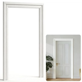 BiJun Door Trim Moulding Peel and Stick, 1 Set 2.36 Inch Pre-Cut Door Frame Trim Kit Self-Adhesive Interior Doors Makeover Kits, Easy Install for Doors Frame Decor, White (30" × 80")
