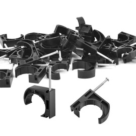 300 PCS 1/2" Half Clamps J-Hook with Nails for PEX, Copper, CPVC Tubing/Pipe Support, Heavy Duty Pipe Support Clamps, Durable Black J-Hooks for Secure Installation by Tavonuxt