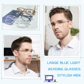 OCCI CHIARI Blue Light Blocking Reading Glasses for Men 4.0+ XL Clean Readers(1.0 1.25 1.5 1.75 2.0 2.25 2.5 2.75 3.0 3.5 4.0 5.0 6.0)