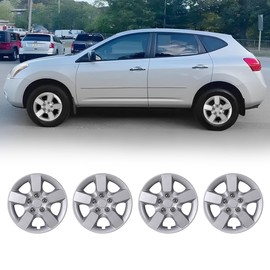 NIXON OFFROAD 16 Inch Hubcaps for Nissan Rogue 2008-2015 [Only Fit Steel Wheel] Wheel Rim Cover (Set of 4) PP Hub Caps Replacement for Car (Lacquer, 5136Style, w/Decorative Screws)