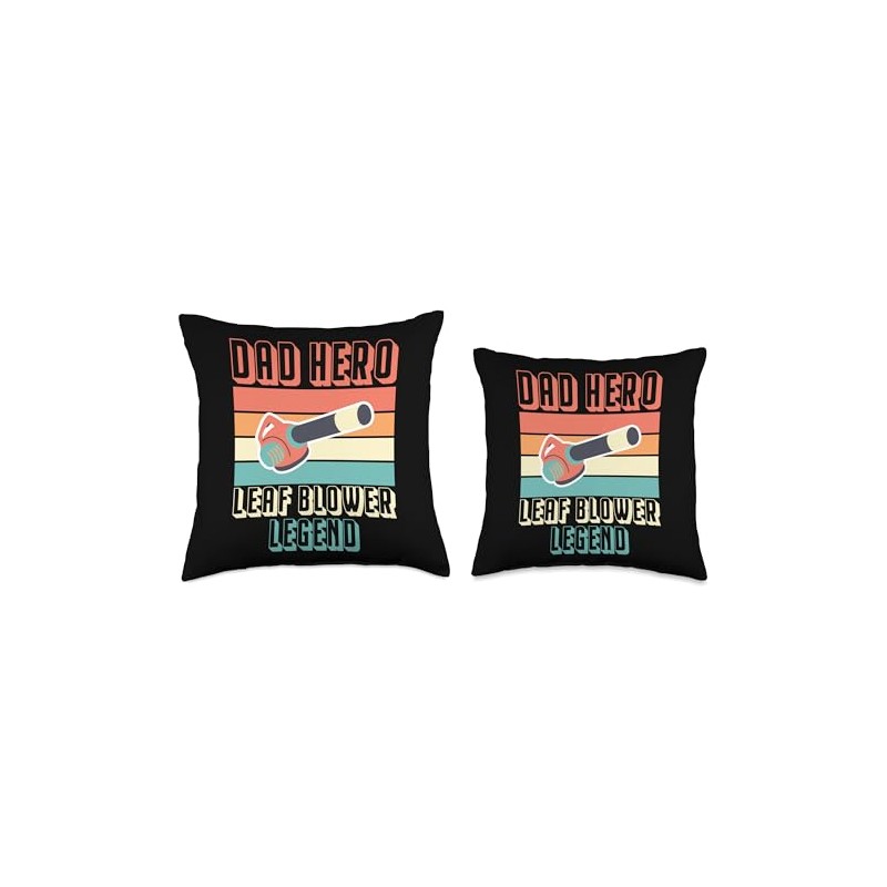 Dad Hero Leaf Blower Legend Fathers Day Throw Pillow