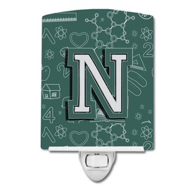 Caroline's Treasures CJ2010-NCNL Letter N Back to School Initial Ceramic Night Light Compact, UL-Certified, Ideal for Bedroom, Bathroom, Nursery, Hallway, Kitchen, 6x4x3, Multicolor