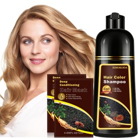 Champú para teñir cabello castaño claro 3 en 1: tinte natural instantáneo para hombres y mujeres, color castaño de larga duración, funciona en minutos