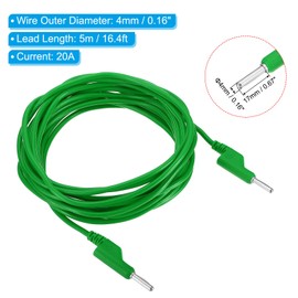PATIKIL 4mm Banana Plug to Banana Plug Test Leads, 4mm OD 1000V/20A 13AWG Copper Flexible Stackable Cable Line Wire for Multi-Meter, Electrical Test Jumper 5m / 16.4ft, Green