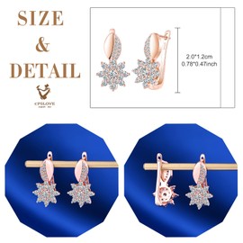 CPSLOVE Women's 925 Silver Earrings Luxury Sunflower Zirconia Earrings Girls French Clasp Ear Cuff Elegant Gifts Party Earrings Wedding Earrings, 2017, Cubic Zirconia