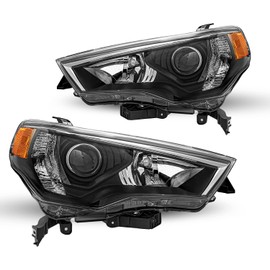 JSBOYAT Halogen Headlight Assembly for 2014-2020 Toyota 4Runner Driver and Passenger Side Black Housing with Amber Reflector