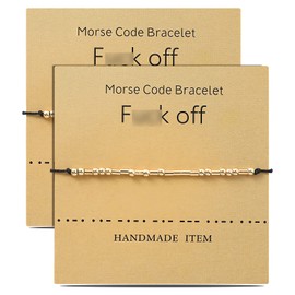 Inspirational Morse Code Bracelets for Women 2Pcs Morse Code Friendship Bracelets for Women Men, Morse Code Bracelet Beads on Silk Cord Bracelet Gold Secret Code Bracelet Gift Jewelry