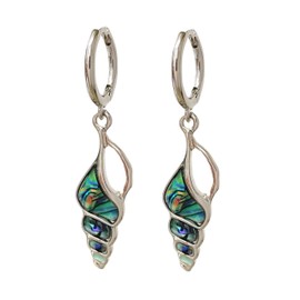 Abalone Shell Huggie Hoops Earrings, Cute Conch Shell Design, White Gold Plated, Summer Beach Vacation Jewelry, Birthday Anniversay Holiday Gift for Her
